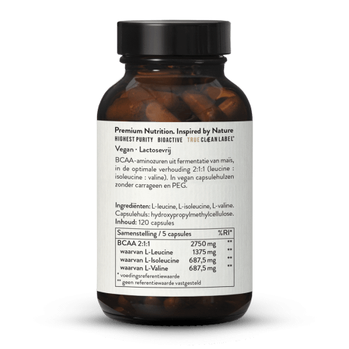 BCAA 2:1:1 Capsules Uit Fermentatie Vegan