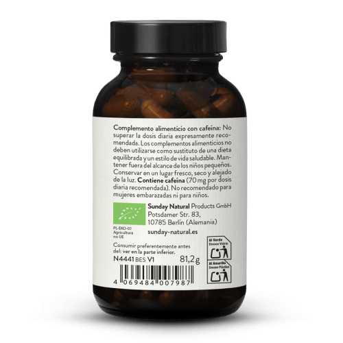 Guaran bio 700mg en cpsulas, 3,5-5% de cafena