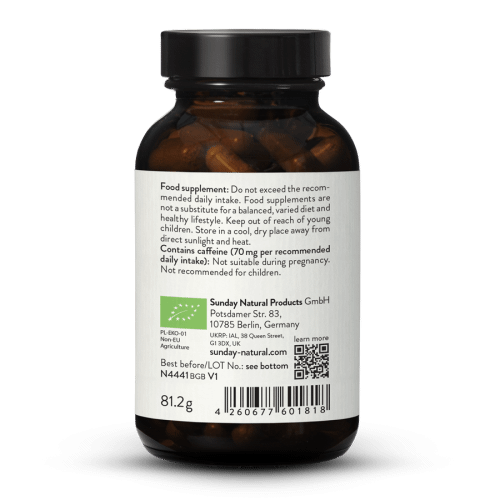 Organic Guarana Capsules 700mg 3.55% Caffeine