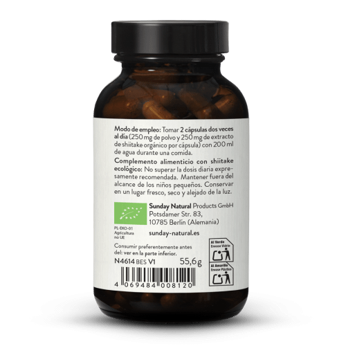 Extracto de shiitake bio + polvo en cpsulas