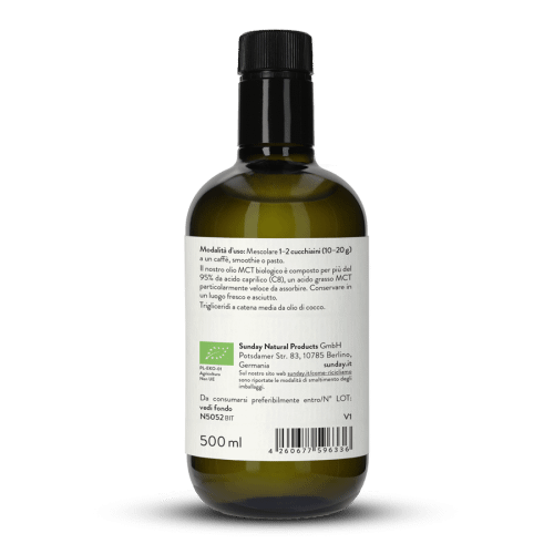 Olio MCT C8 bio >95% Di Acido Caprilico C8