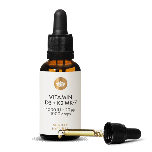 D3-Vitamin + K2 MK-7 1000 IE + 20 g All-Trans 1000 Droppar