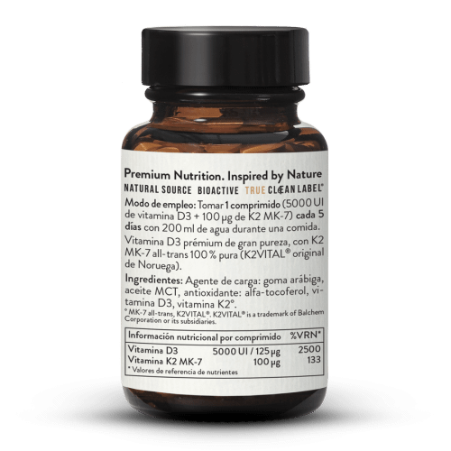 Vitamina D3 5000 UI + 100 g K2 MK-7 Alta Dosis