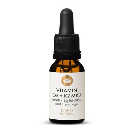 Vitamin D3 + K2 All-Trans MK-7 200 IU + 15µg 600 Liquid Drops Vegan - Baby & Child