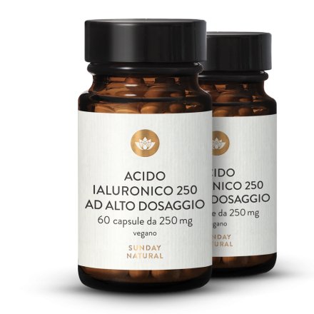Acido ialuronico 250 mg premium vegano, da fermentazione