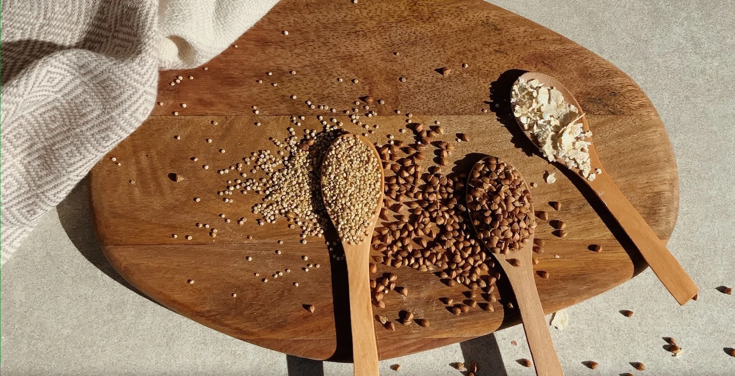 Getreide, Körner und Samen für vegane Ernährung