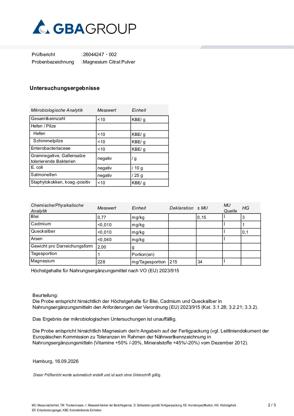 AKTIVE INGREDIENSER/TUNGMETALLER/MIKROBIOLOGI AKTIVE INGREDIENSER/TUNGMETALLER/MIKROBIOLOGI