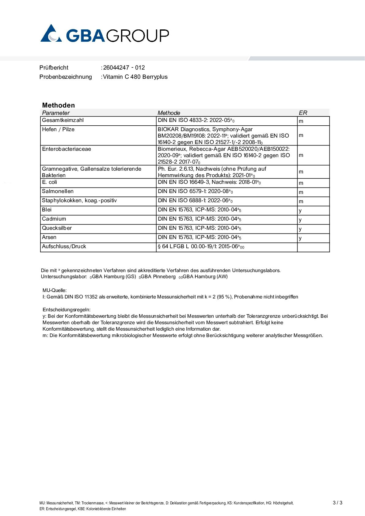 SCHWERMETALLE/MIKROBIOLOGIE SCHWERMETALLE/MIKROBIOLOGIE