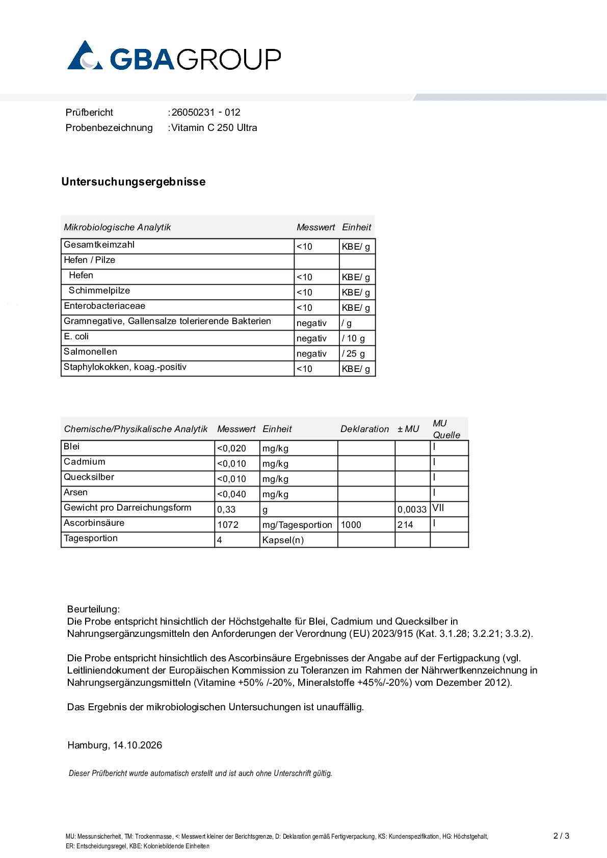 ACTIVE INGREDIENT/HEAVY METALS/MICROBIOLOGY ACTIVE INGREDIENT/HEAVY METALS/MICROBIOLOGY