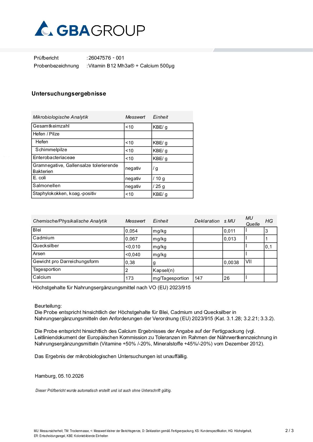 AKTIVE ZUTATEN/SCHWERMETALLE/MIKROBIOLOGIE AKTIVE ZUTATEN/SCHWERMETALLE/MIKROBIOLOGIE