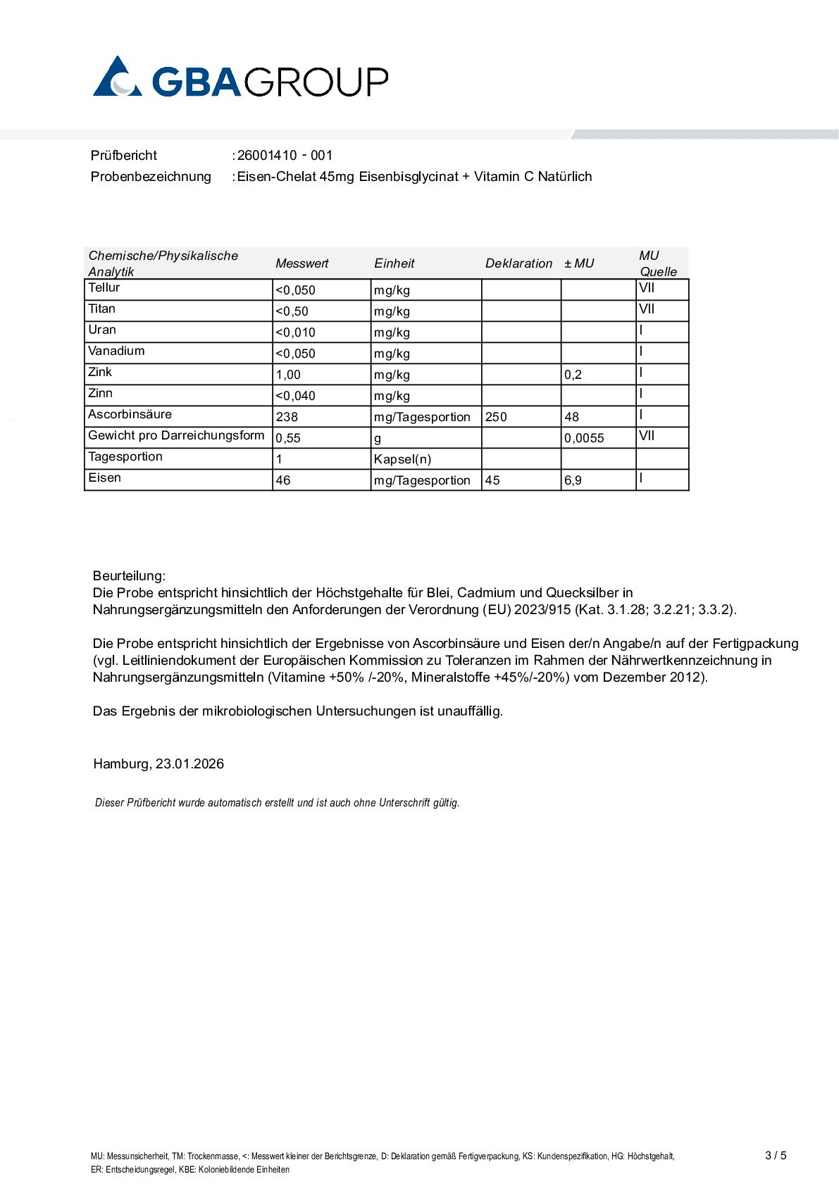ACTIVE INGREDIENT/HEAVY METALS/MICROBIOLOGY ACTIVE INGREDIENT/HEAVY METALS/MICROBIOLOGY