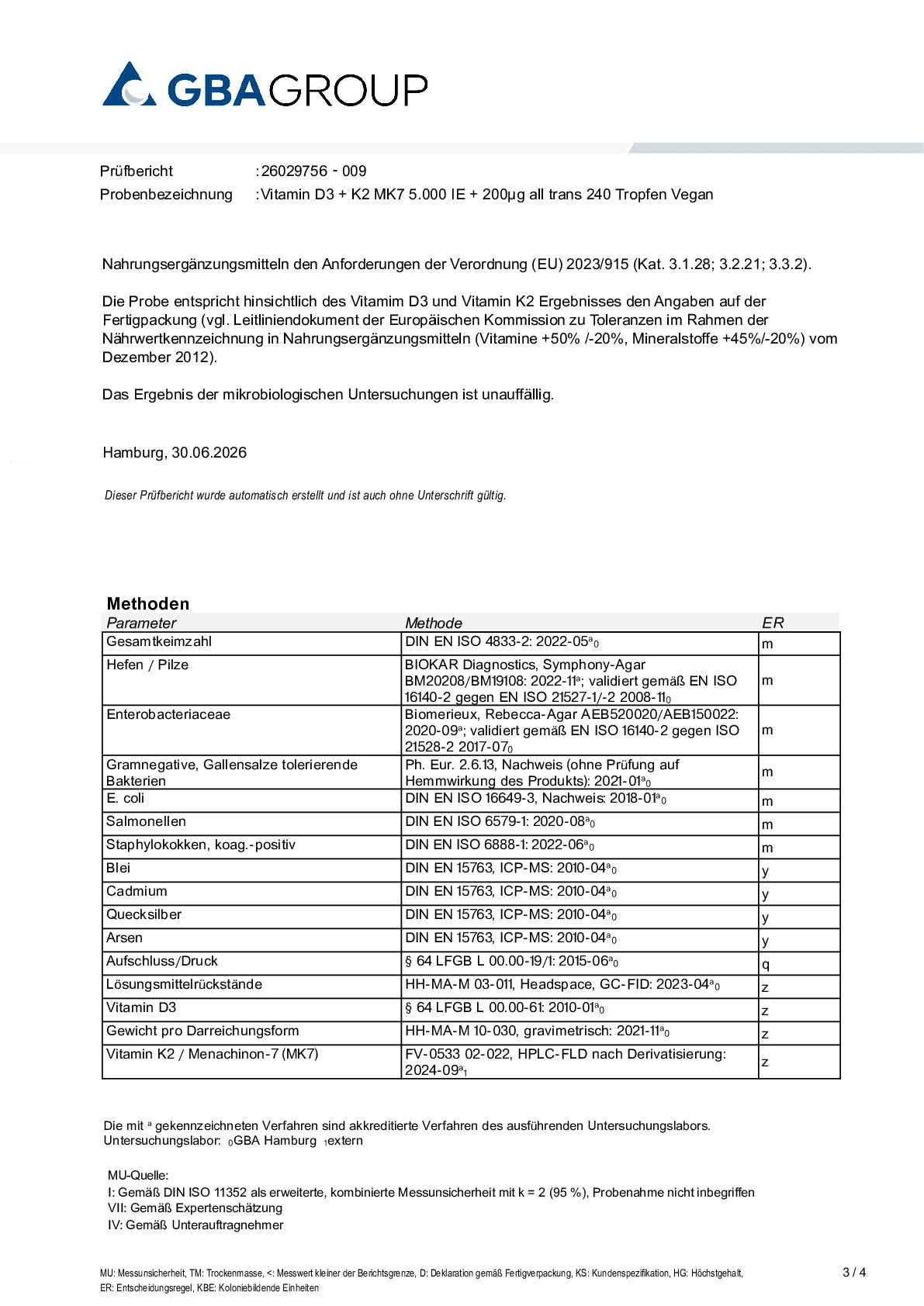 INGREDIENTE ACTIVO/METALES PESADOS/MICROBIOLOGÍA/DISOLVENTES RESIDUALES