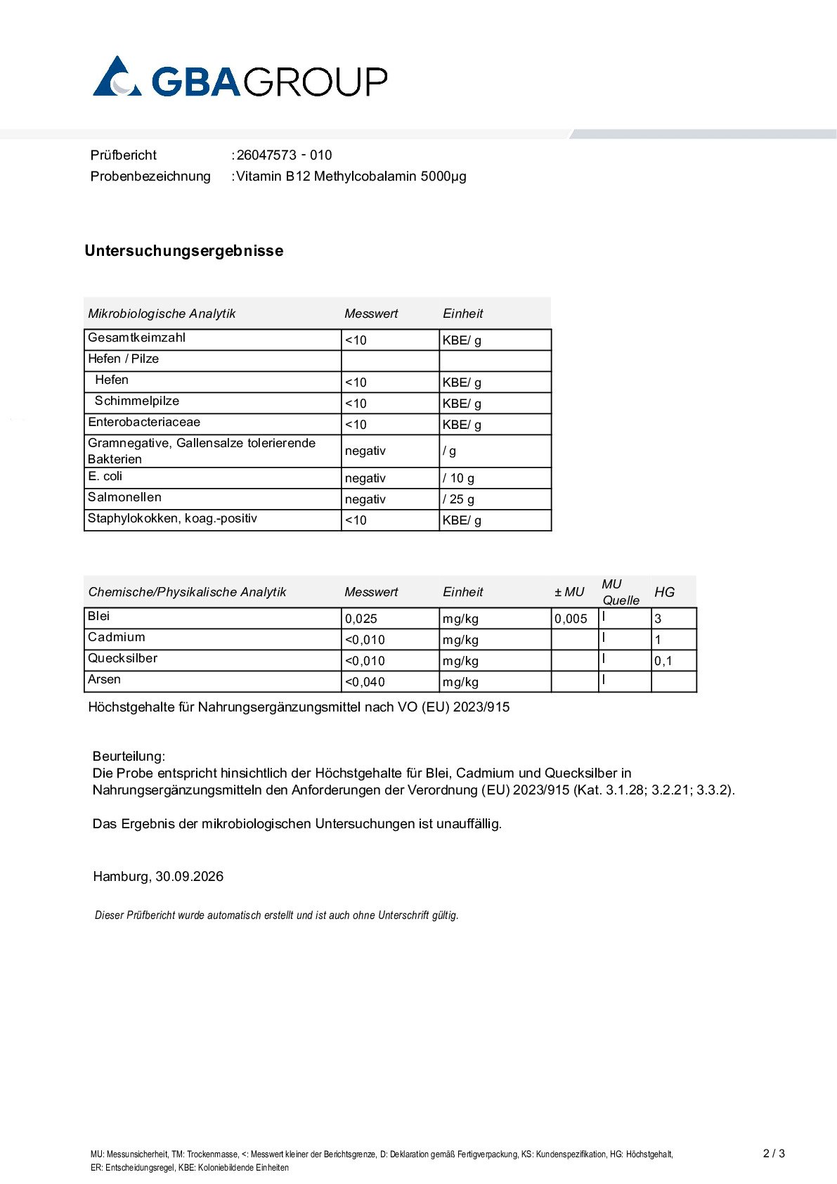 SCHWERMETALLE/MIKROBIOLOGIE SCHWERMETALLE/MIKROBIOLOGIE