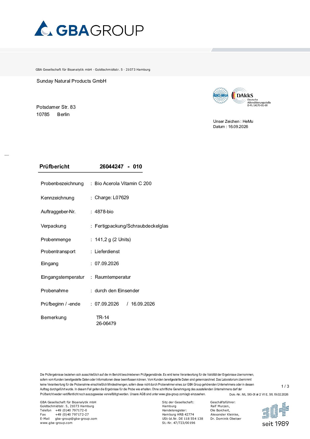 AKTIVER ZUTATEN/SCHWERMETALLE/MIKROBIOLOGIE AKTIVER ZUTATEN/SCHWERMETALLE/MIKROBIOLOGIE