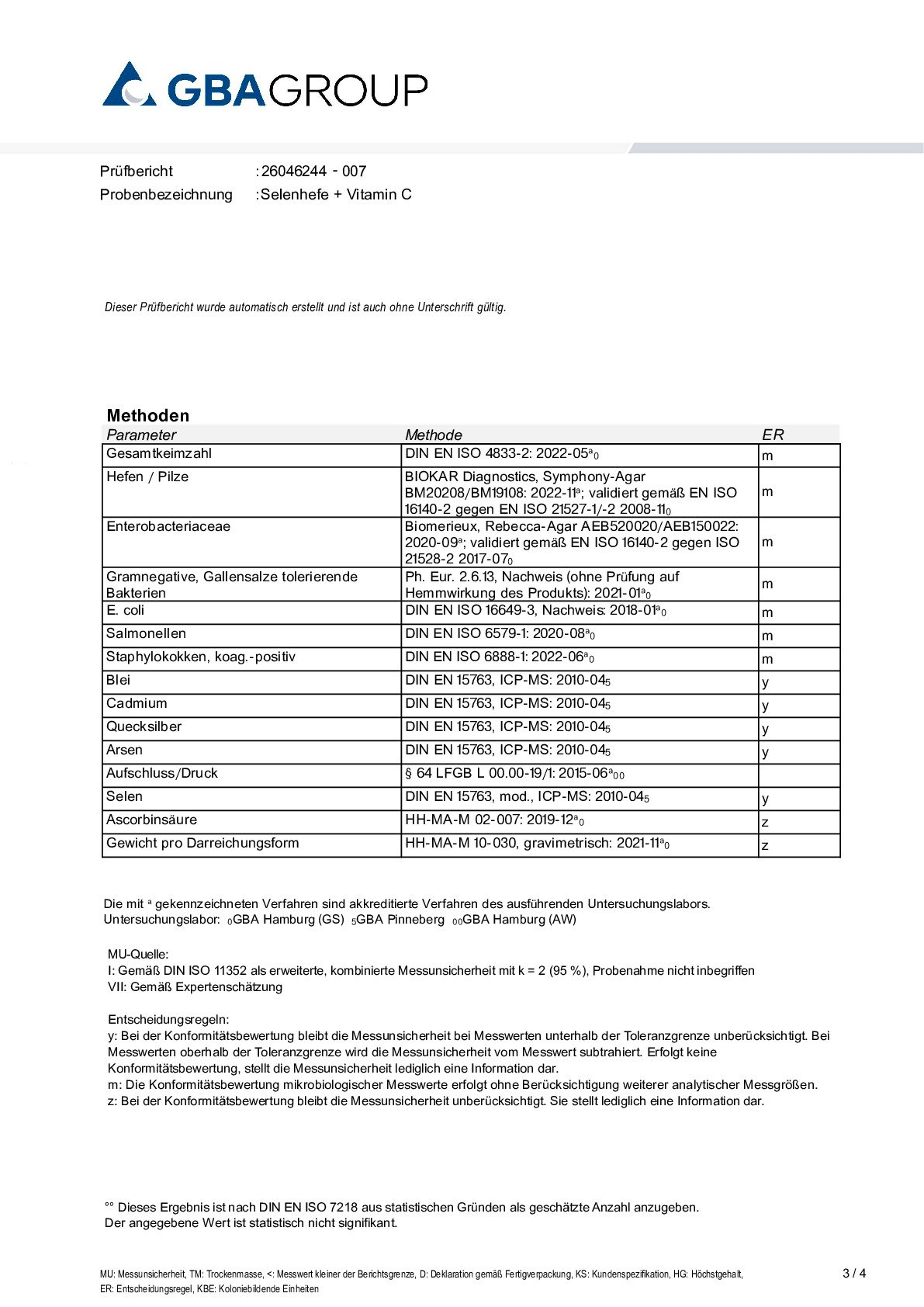 PRINCIPES ACTIFS/MÉTAUX LOURDS/MICROBIOLOGIE PRINCIPES ACTIFS/MÉTAUX LOURDS/MICROBIOLOGIE