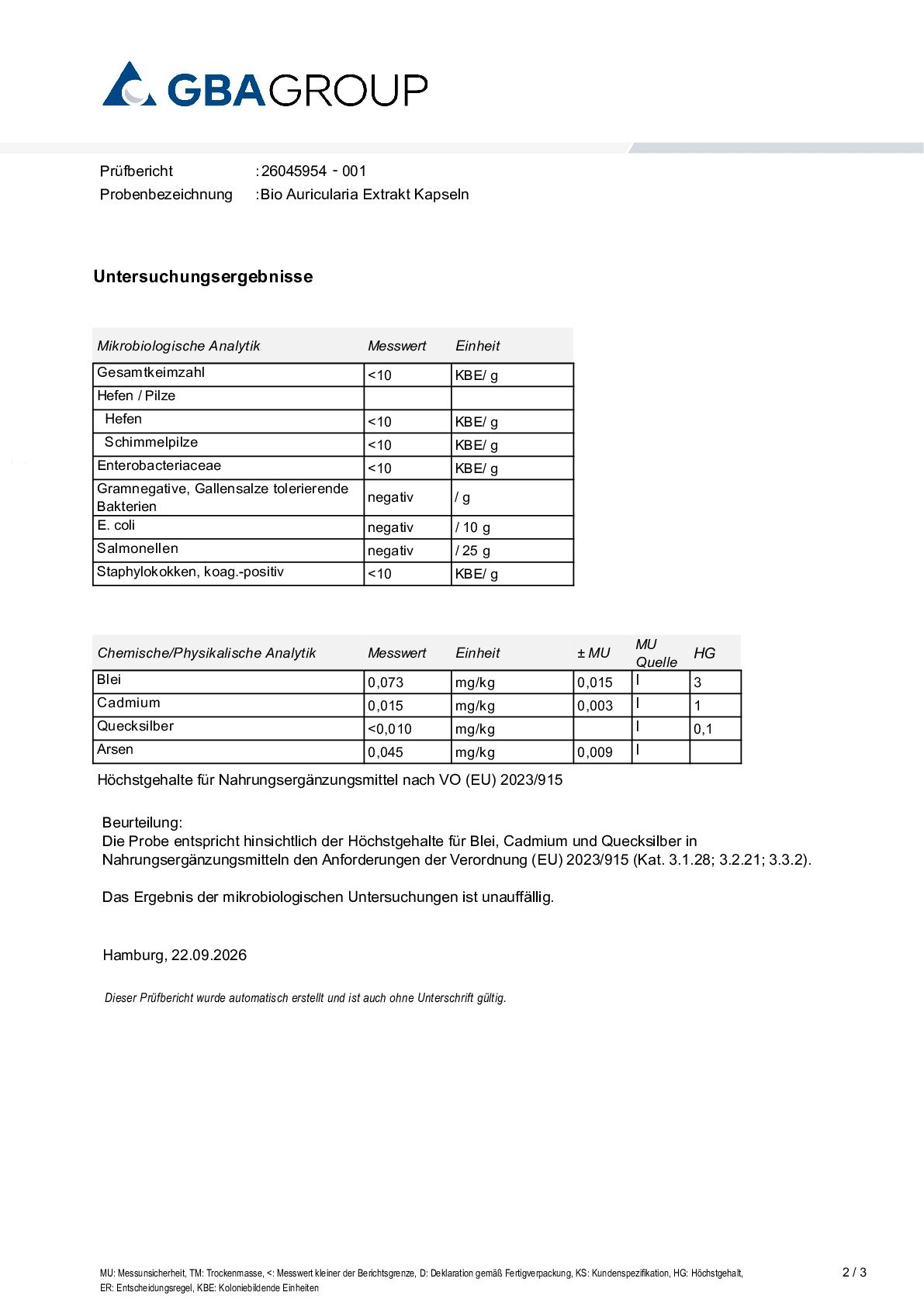 SCHWERMETALLE/MIKROBIOLOGIE SCHWERMETALLE/MIKROBIOLOGIE