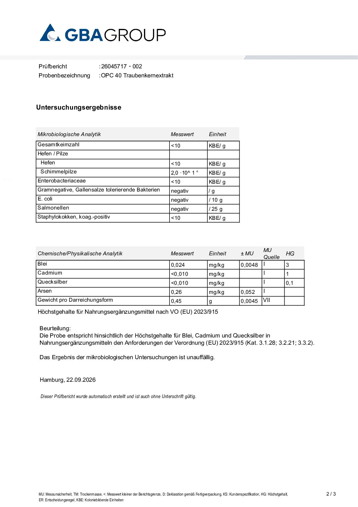 HEAVY METALS/MICROBIOLOGY