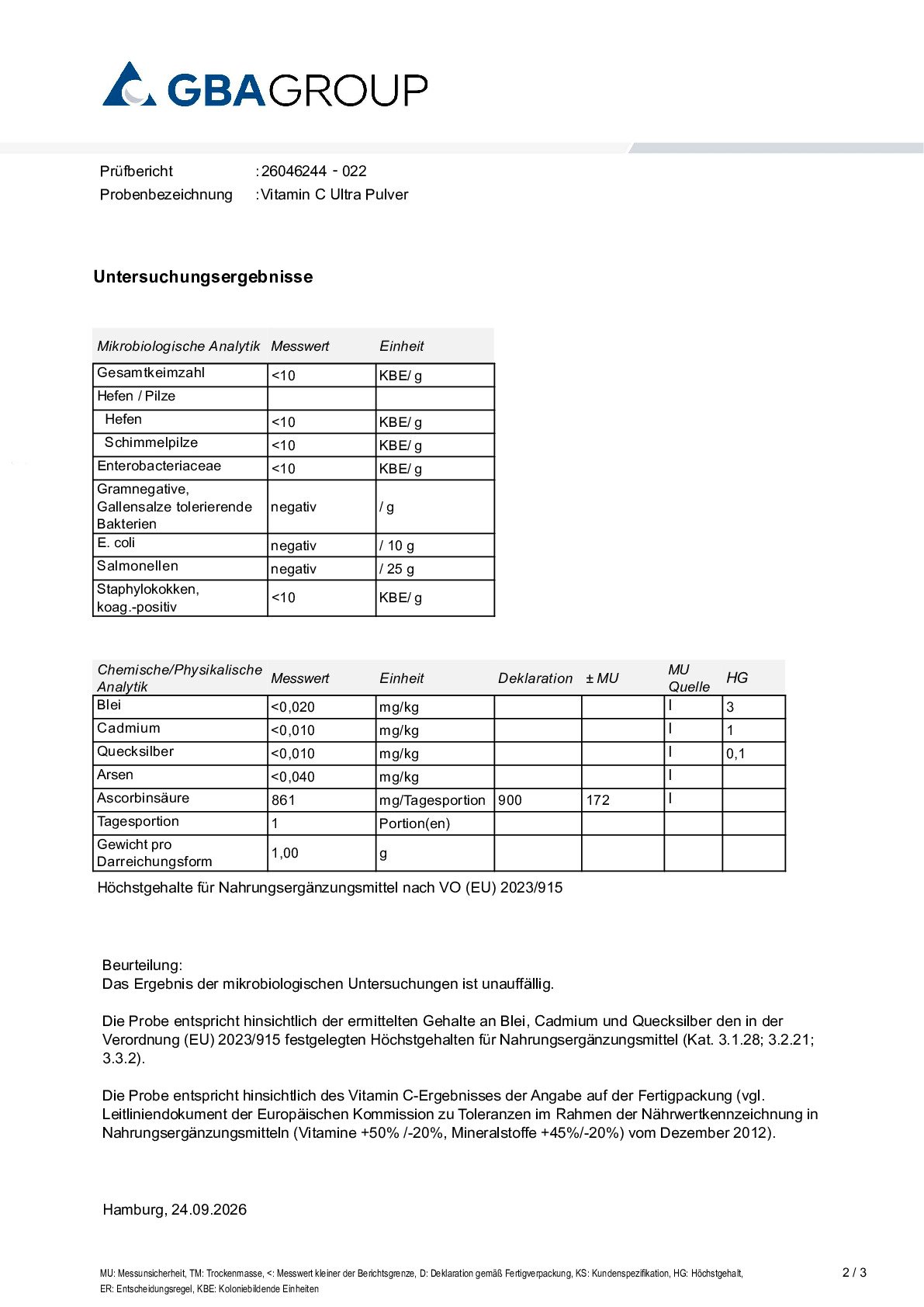 ACTIVE INGREDIENT/HEAVY METALS/MICROBIOLOGY