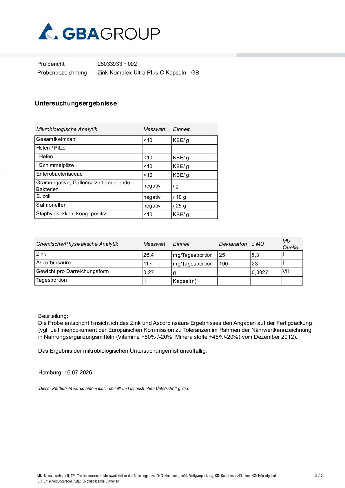 AKTIVE ZUTATEN/MIKROBIOLOGIE