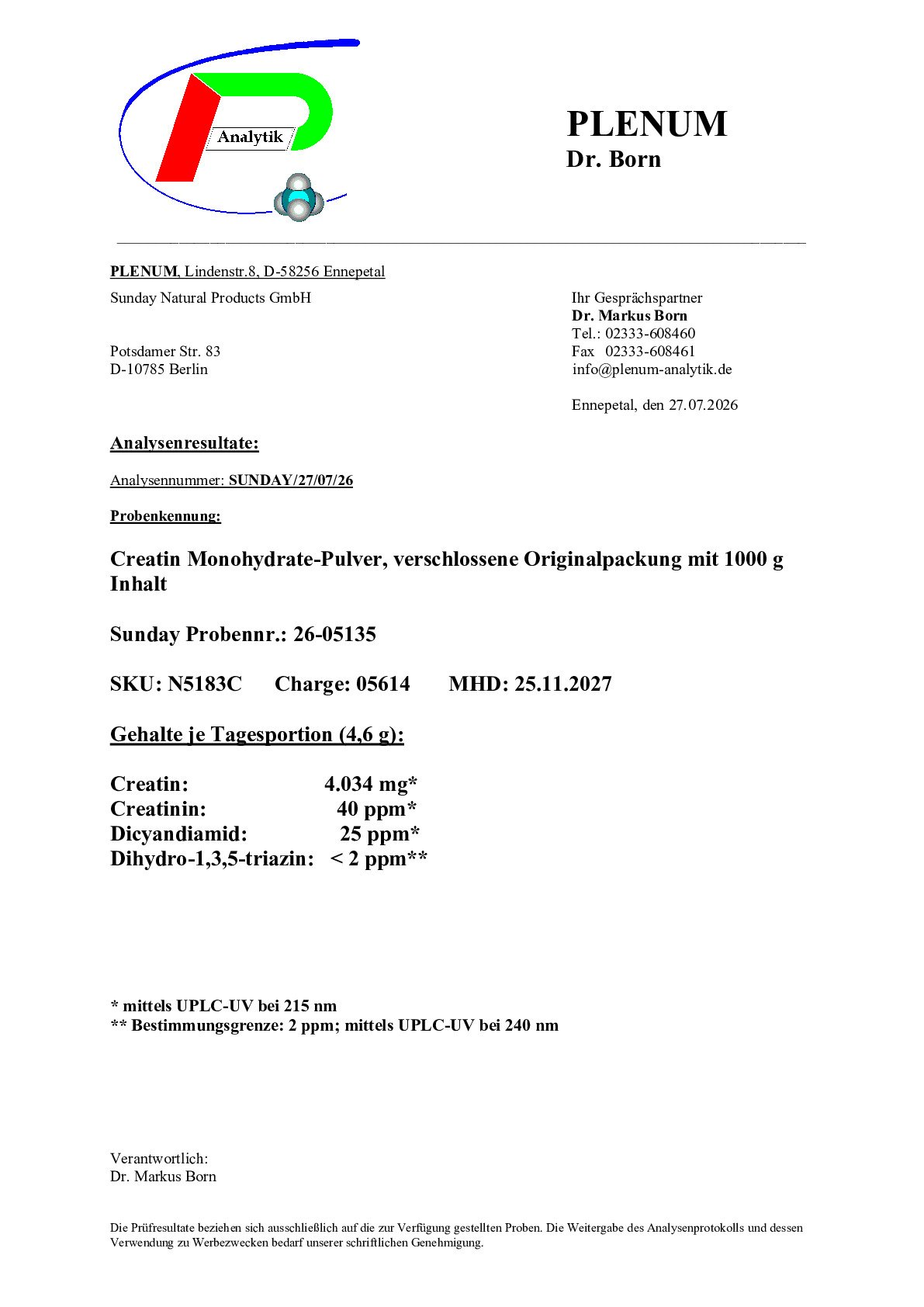 AKTIVE ZUTATEN/contaminants AKTIVE ZUTATEN/contaminants