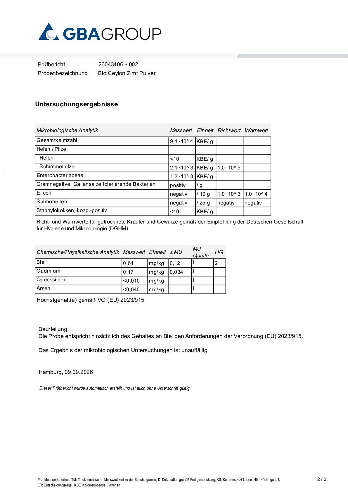 SCHWERMETALLE/MIKROBIOLOGIE SCHWERMETALLE/MIKROBIOLOGIE