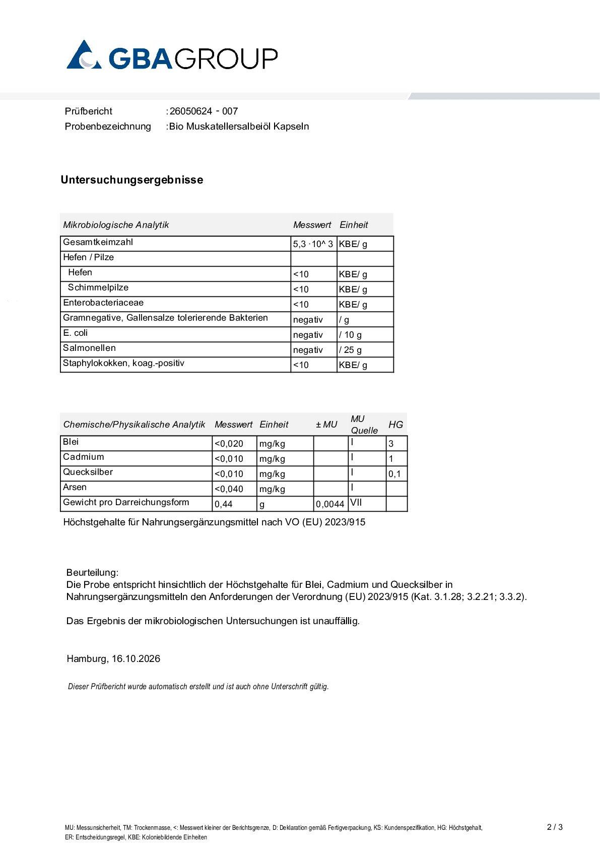 SCHWERMETALLE/MIKROBIOLOGIE SCHWERMETALLE/MIKROBIOLOGIE