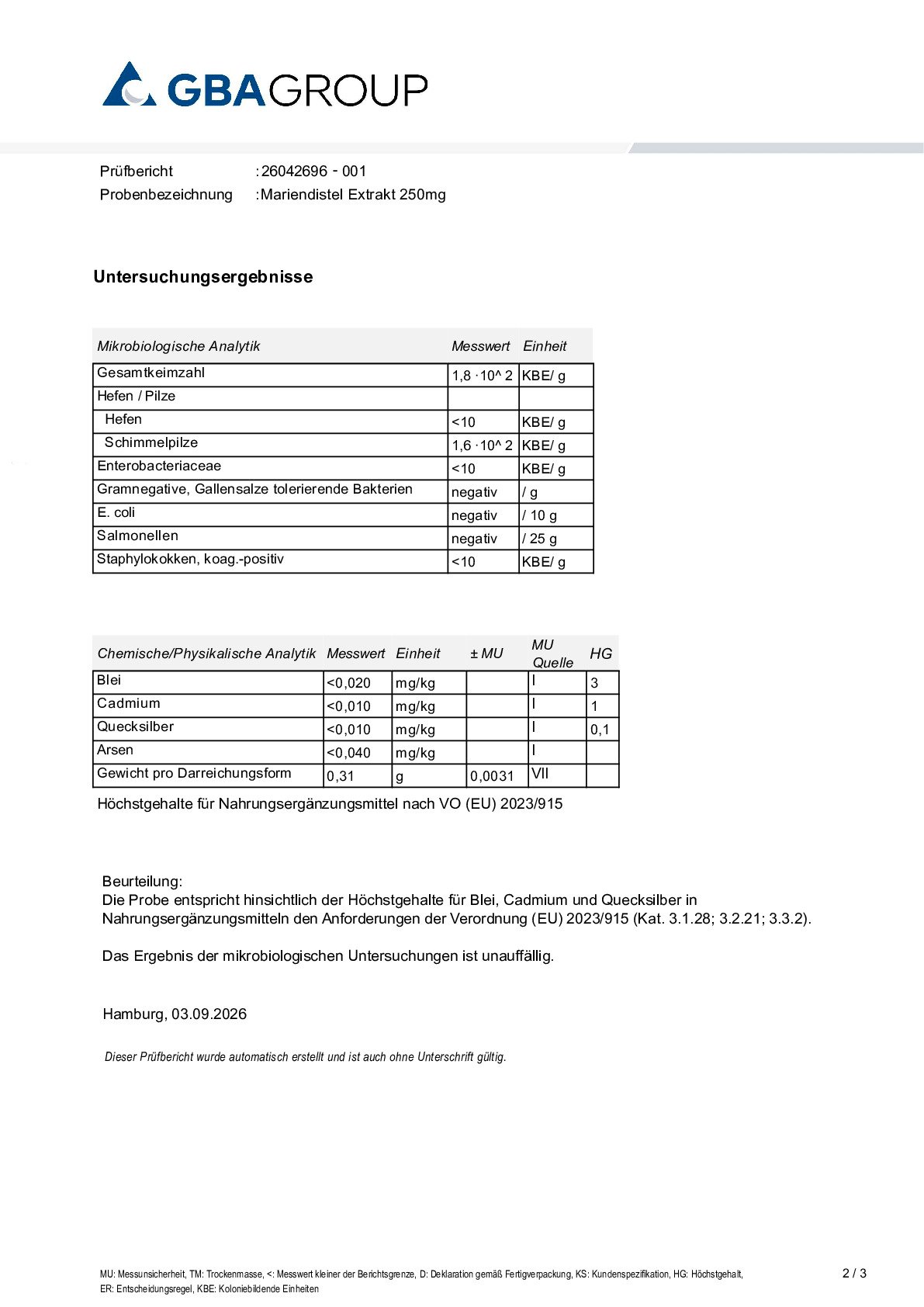HEAVY METALS/MICROBIOLOGY