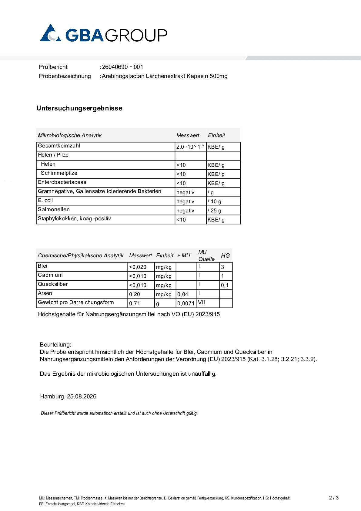 SCHWERMETALLE/MIKROBIOLOGIE SCHWERMETALLE/MIKROBIOLOGIE
