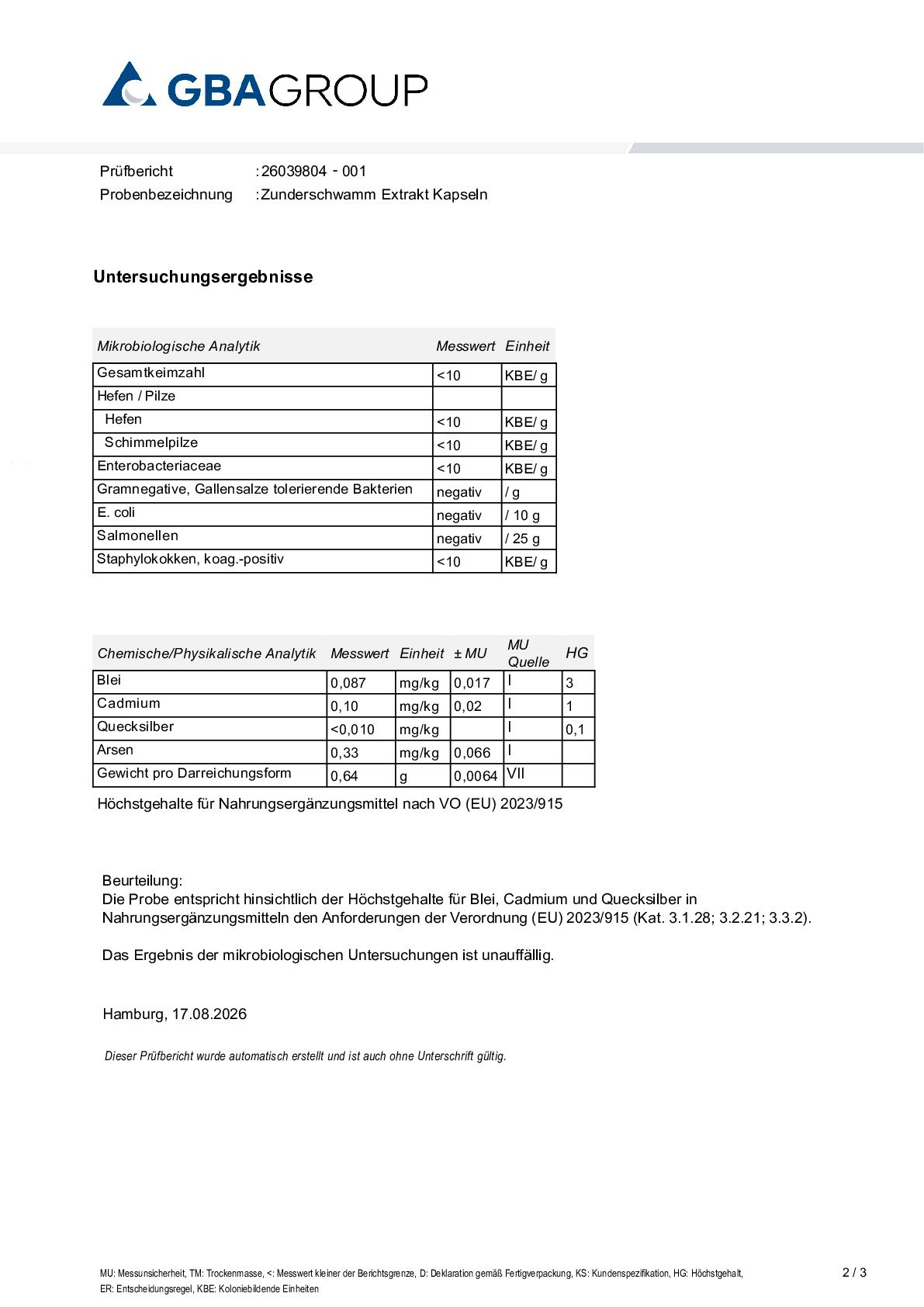 SCHWERMETALLE/MIKROBIOLOGIE SCHWERMETALLE/MIKROBIOLOGIE