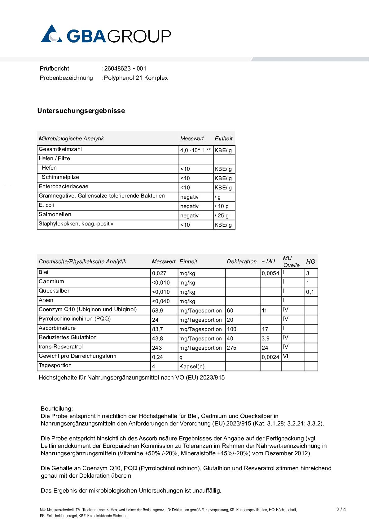 ACTIVE INGREDIENT/HEAVY METALS/MICROBIOLOGY ACTIVE INGREDIENT/HEAVY METALS/MICROBIOLOGY