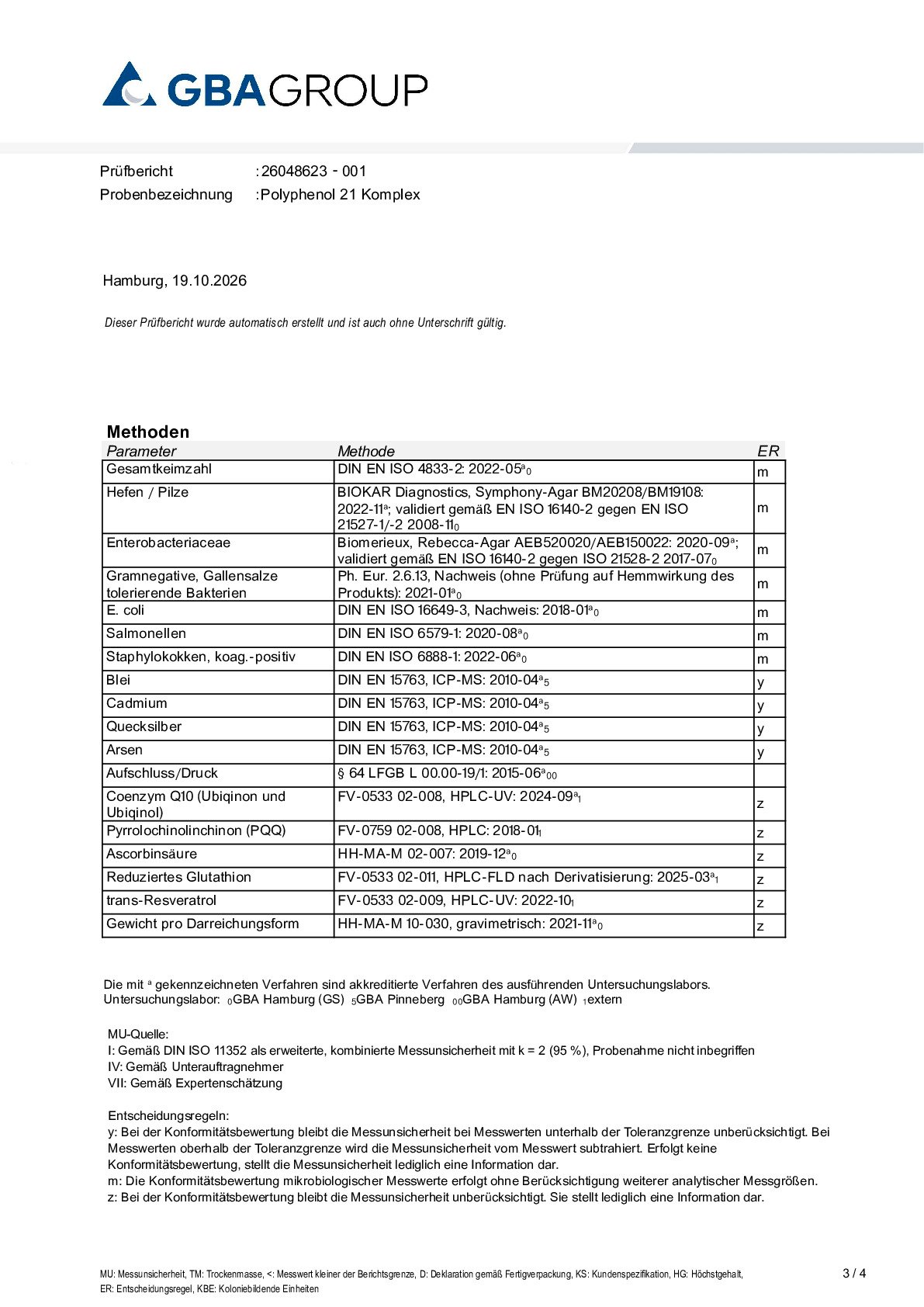 ACTIVE INGREDIENT/HEAVY METALS/MICROBIOLOGY ACTIVE INGREDIENT/HEAVY METALS/MICROBIOLOGY