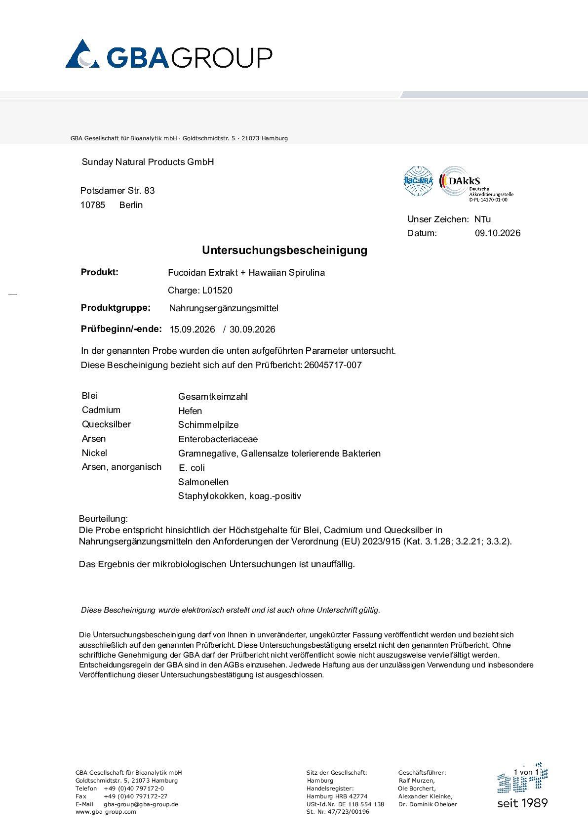 SCHWERMETALLE/MIKROBIOLOGIE SCHWERMETALLE/MIKROBIOLOGIE
