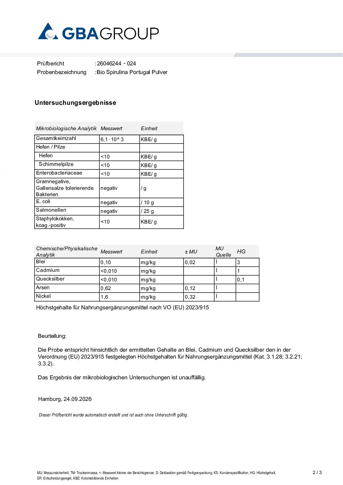 HEAVY METALS/MICROBIOLOGY
