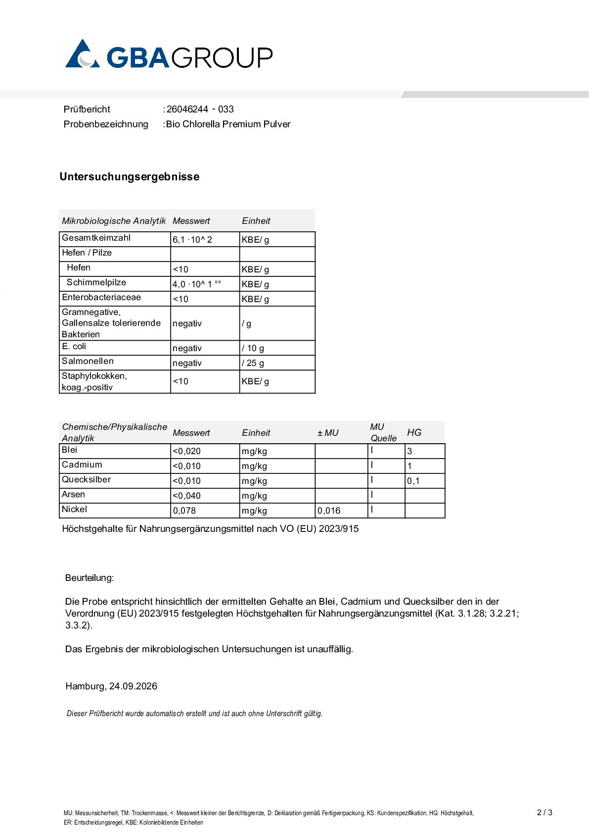 SCHWERMETALLE/MIKROBIOLOGIE SCHWERMETALLE/MIKROBIOLOGIE