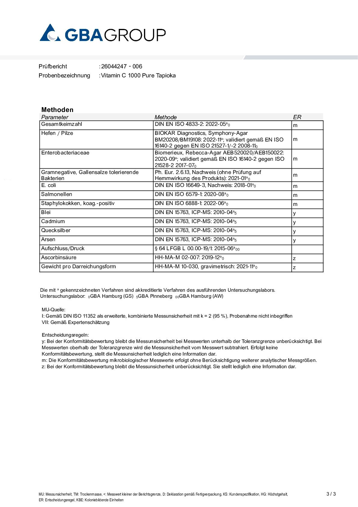 PRINCIPES ACTIFS/MÉTAUX LOURDS/MICROBIOLOGIE PRINCIPES ACTIFS/MÉTAUX LOURDS/MICROBIOLOGIE