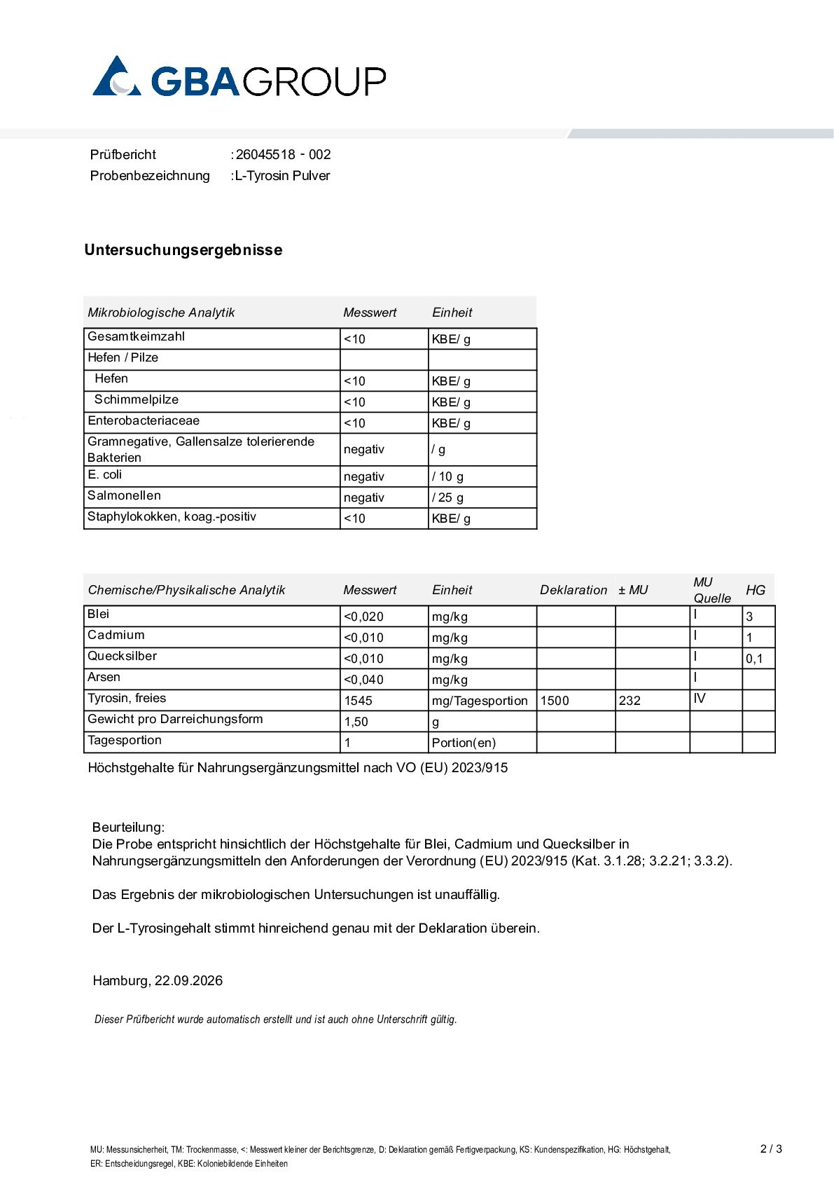 AKTIVER ZUTATEN/SCHWERMETALLE/MIKROBIOLOGIE AKTIVER ZUTATEN/SCHWERMETALLE/MIKROBIOLOGIE