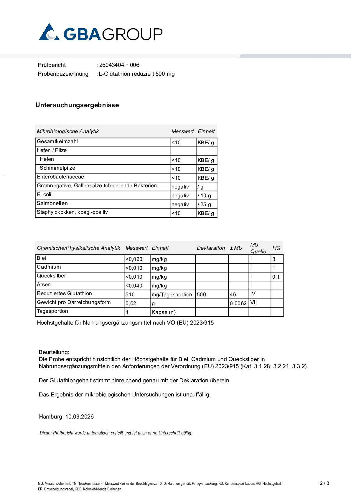 ACTIVE INGREDIENT/HEAVY METALS/MICROBIOLOGY ACTIVE INGREDIENT/HEAVY METALS/MICROBIOLOGY