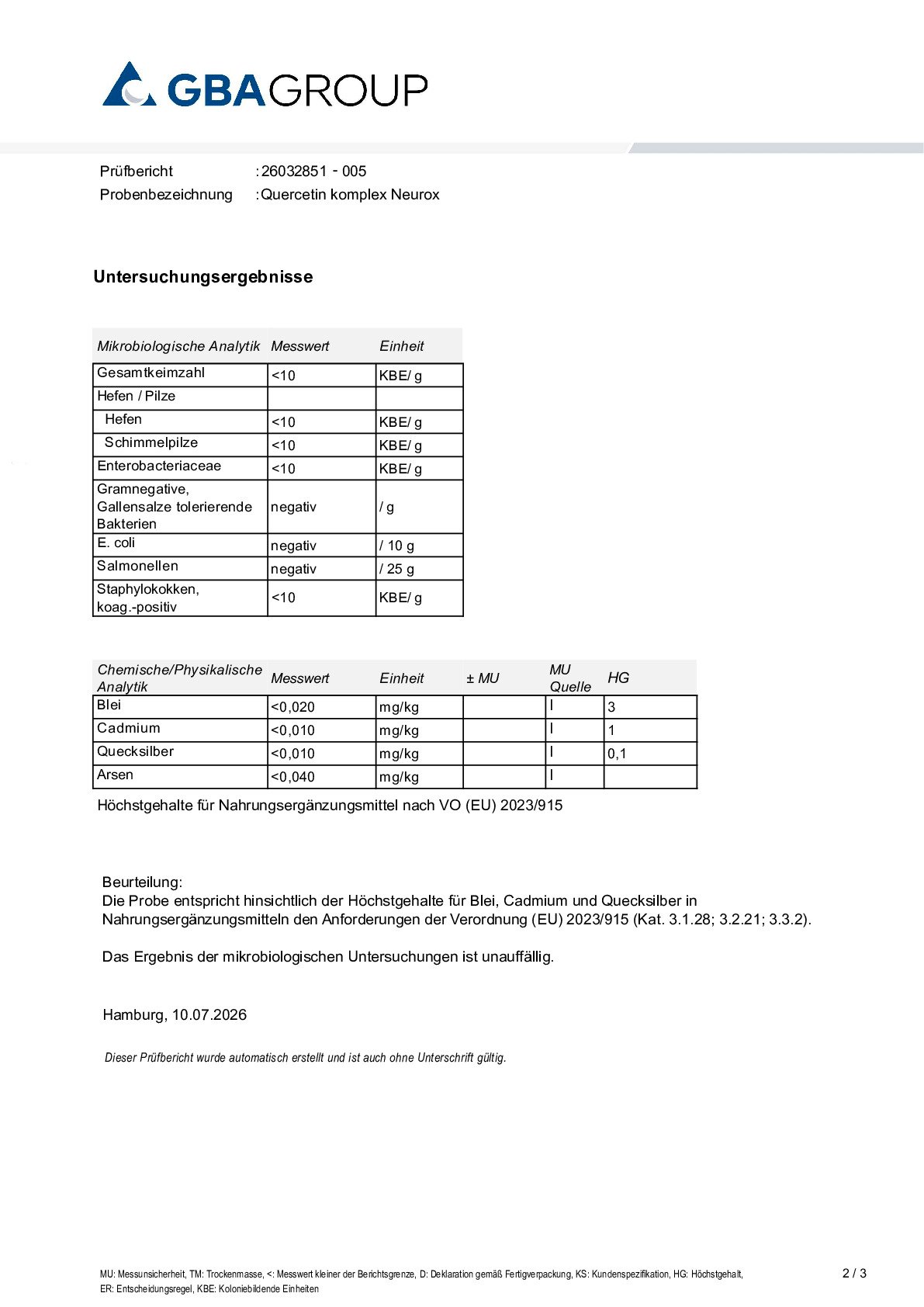 SCHWERMETALLE/MIKROBIOLOGIE SCHWERMETALLE/MIKROBIOLOGIE