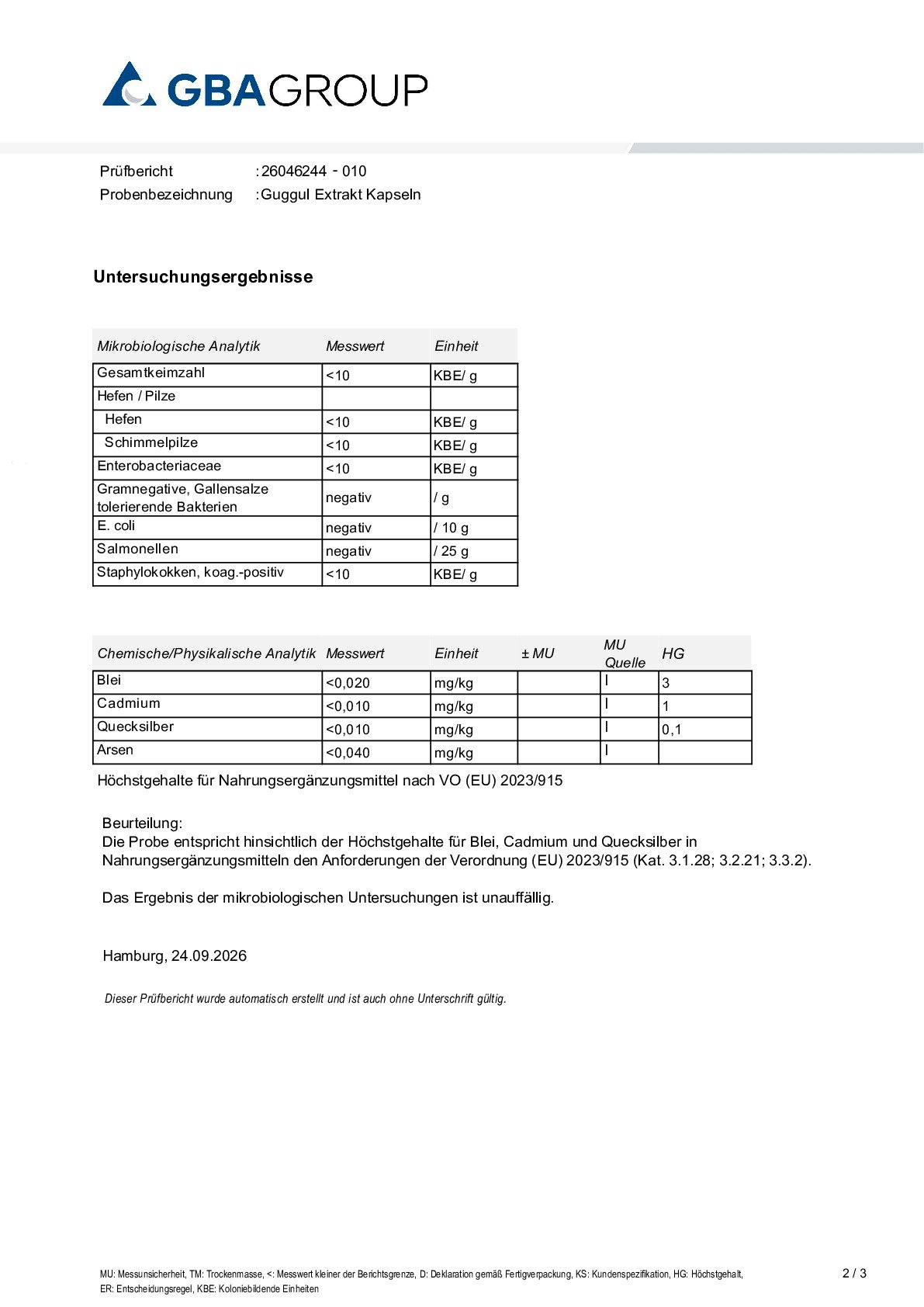 SCHWERMETALLE/MIKROBIOLOGIE SCHWERMETALLE/MIKROBIOLOGIE