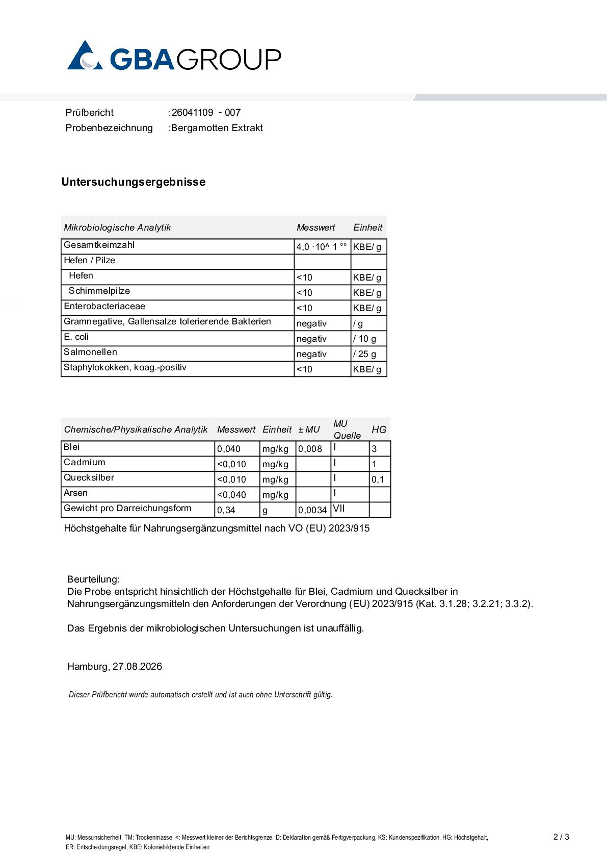 HEAVY METALS/MICROBIOLOGY HEAVY METALS/MICROBIOLOGY