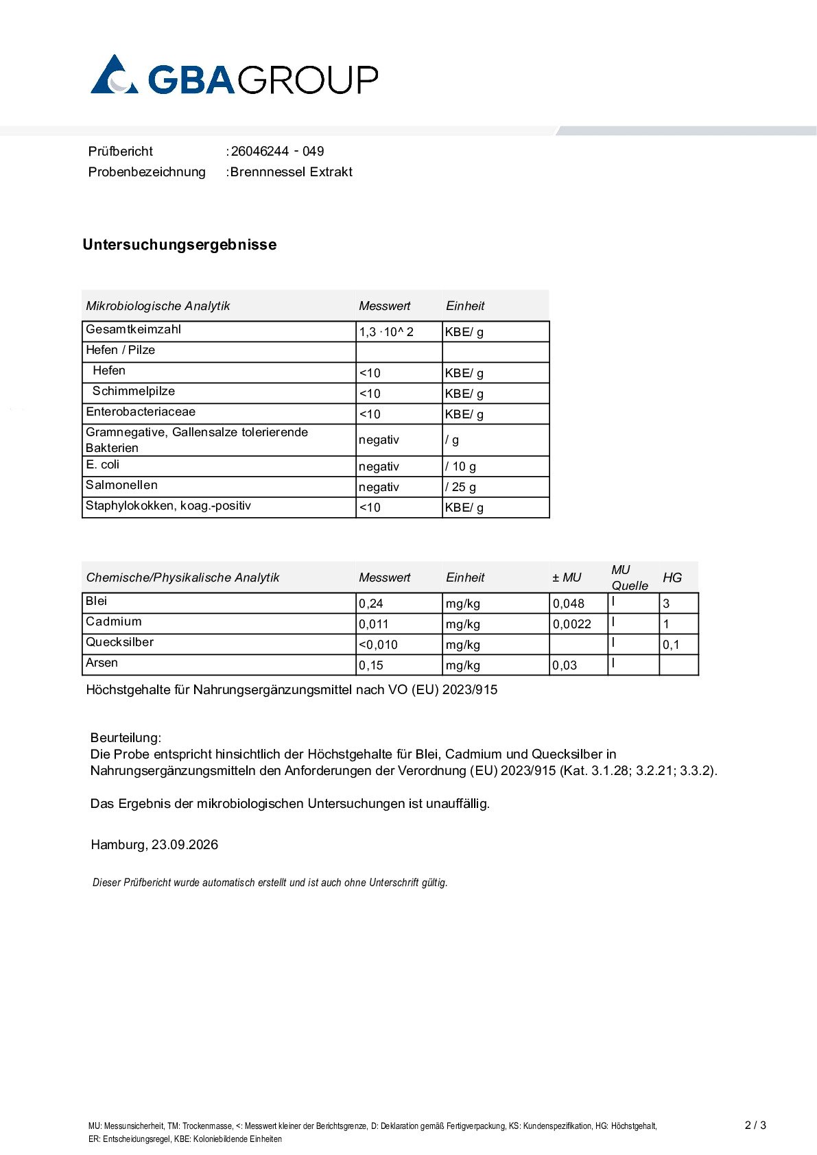 SCHWERMETALLE/MIKROBIOLOGIE