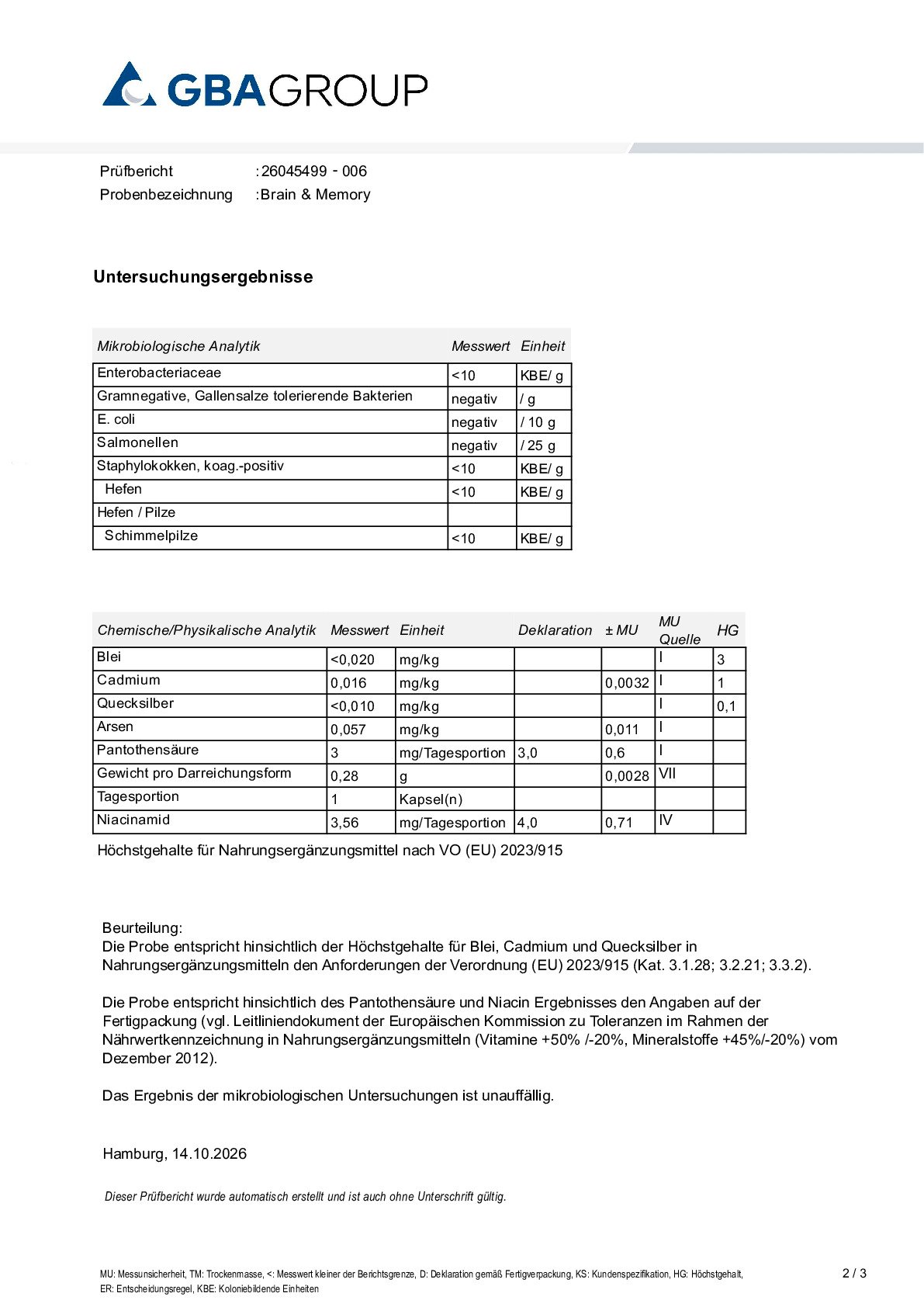 PRINCIPES ACTIFS/MÉTAUX LOURDS/MICROBIOLOGIE PRINCIPES ACTIFS/MÉTAUX LOURDS/MICROBIOLOGIE