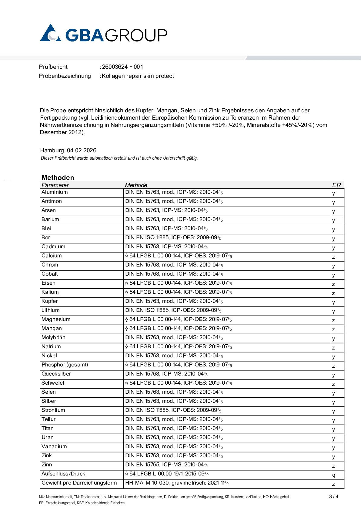AKTIVE ZUTATEN/SCHWERMETALLE AKTIVE ZUTATEN/SCHWERMETALLE