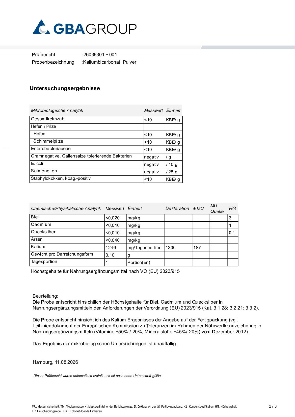 PRINCIPES ACTIFS/MÉTAUX LOURDS/MICROBIOLOGIE PRINCIPES ACTIFS/MÉTAUX LOURDS/MICROBIOLOGIE