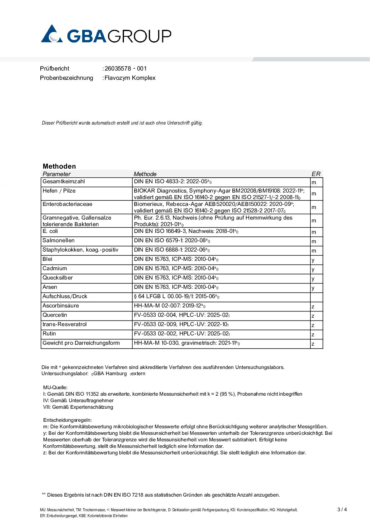 AKTIVE ZUTATEN/SCHWERMETALLE/MIKROBIOLOGIE AKTIVE ZUTATEN/SCHWERMETALLE/MIKROBIOLOGIE