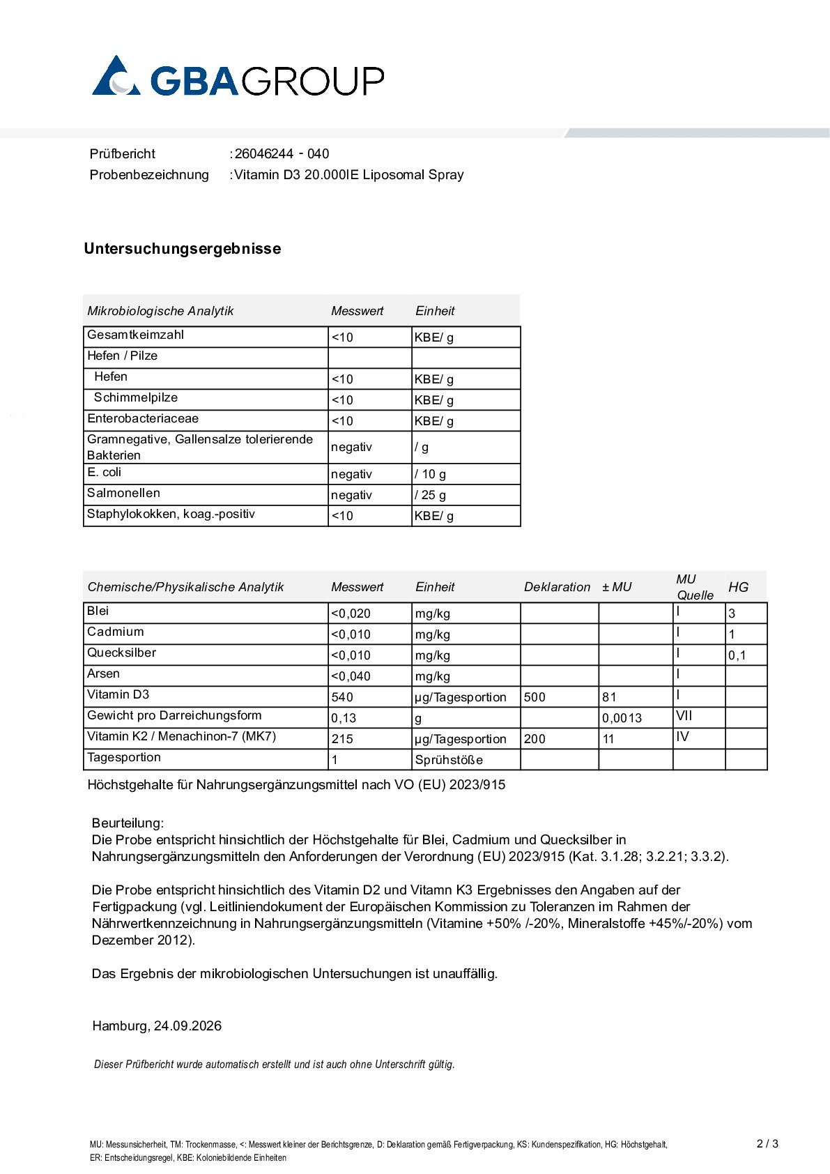 ACTIVE INGREDIENT/HEAVY METALS/MICROBIOLOGY