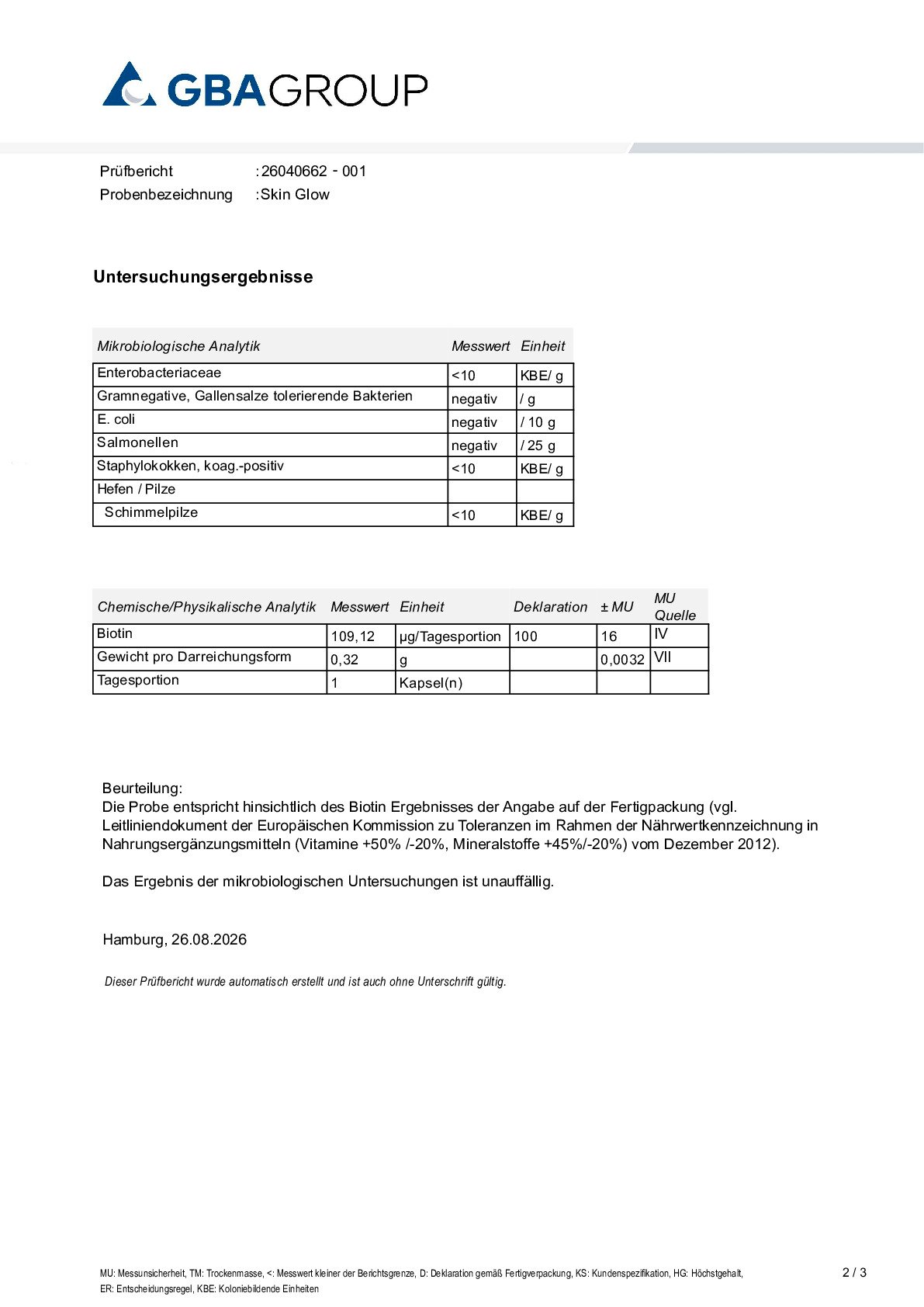 AKTIVER ZUTATEN/MIKROBIOLOGIE