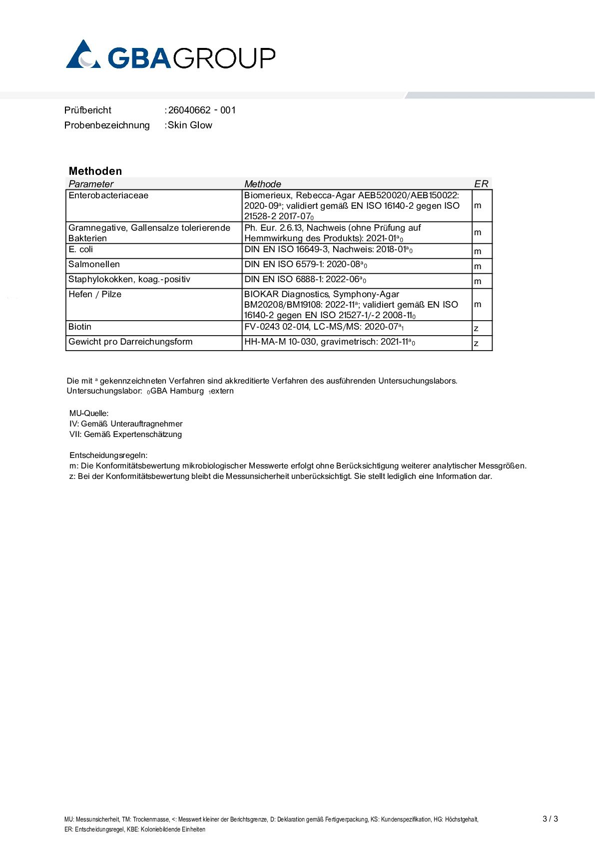 AKTIVER ZUTATEN/MIKROBIOLOGIE