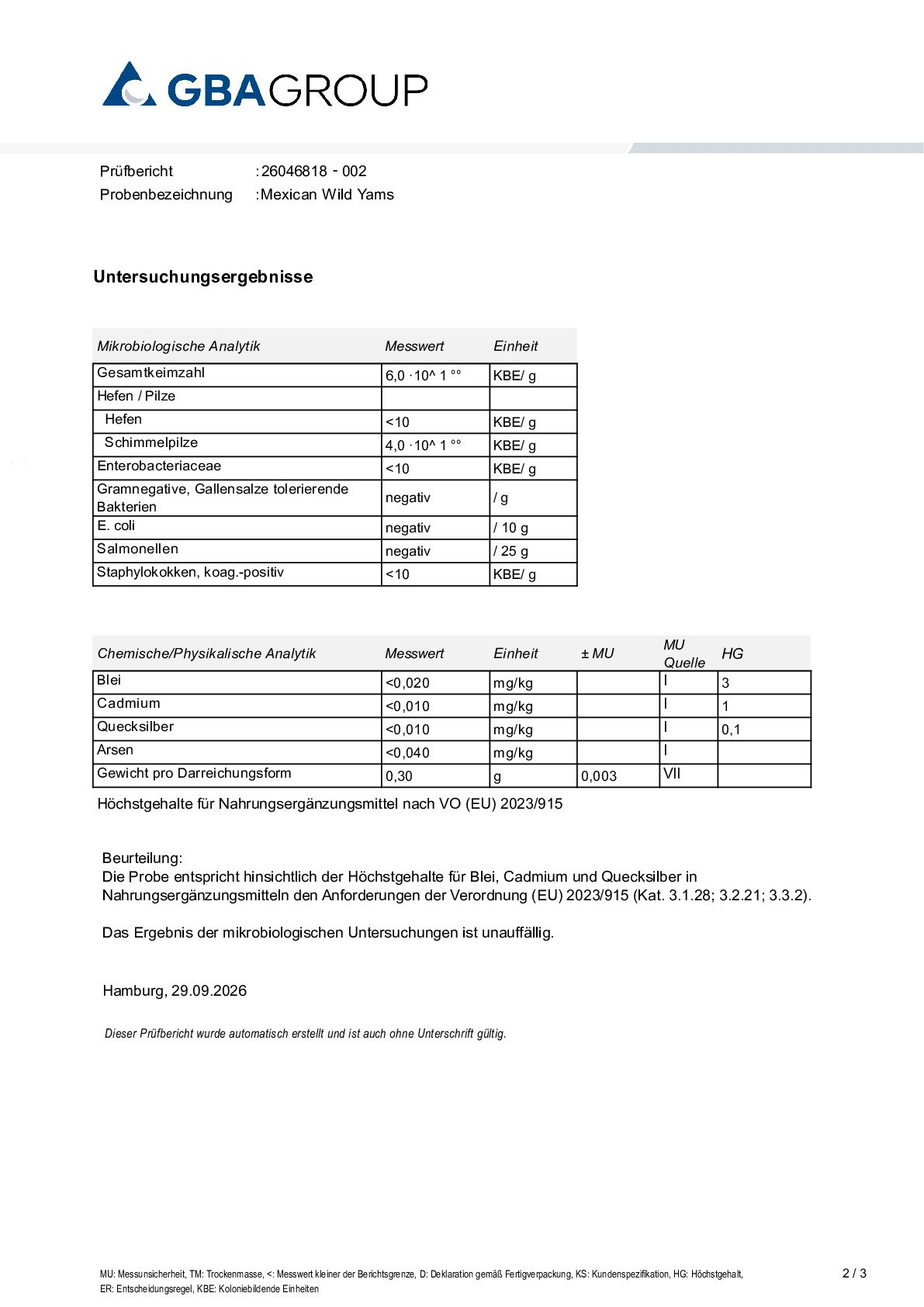SCHWERMETALLE/MIKROBIOLOGIE SCHWERMETALLE/MIKROBIOLOGIE
