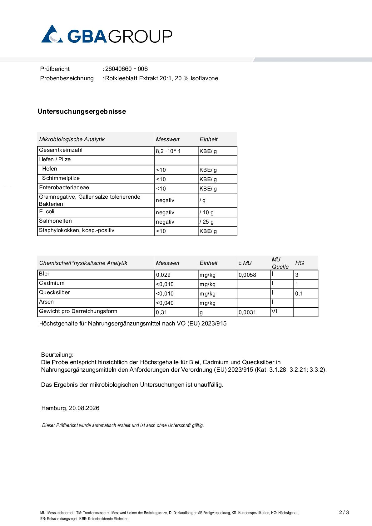 SCHWERMETALLE/MIKROBIOLOGIE SCHWERMETALLE/MIKROBIOLOGIE